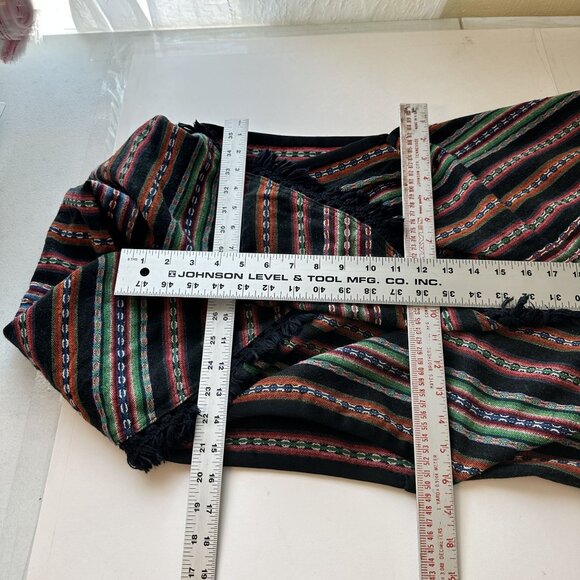 Handwoven Multicolor Striped Womens Vest Medium Poncho Fringe Ehnic Boho Cotton - Picture 5 of 7